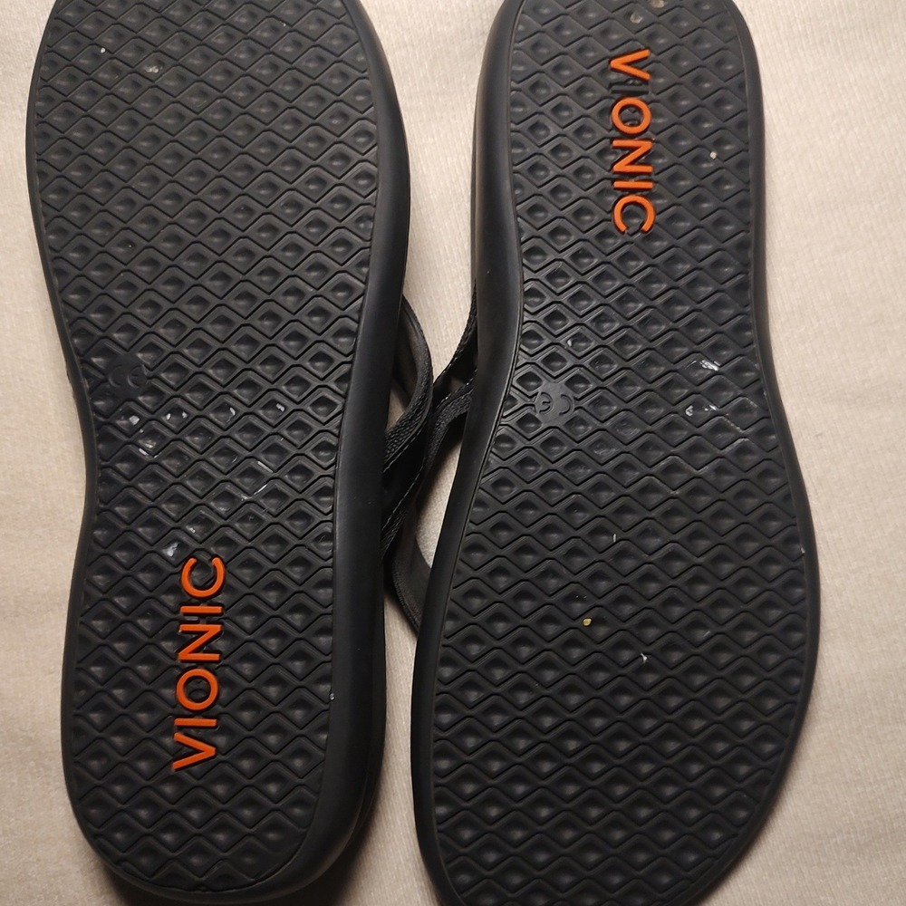 Vionic Men Black Orthotic Flip Flops Thong Sandals Comfort Arch Support Footwear